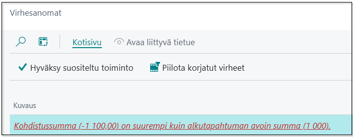 Application amount greater error